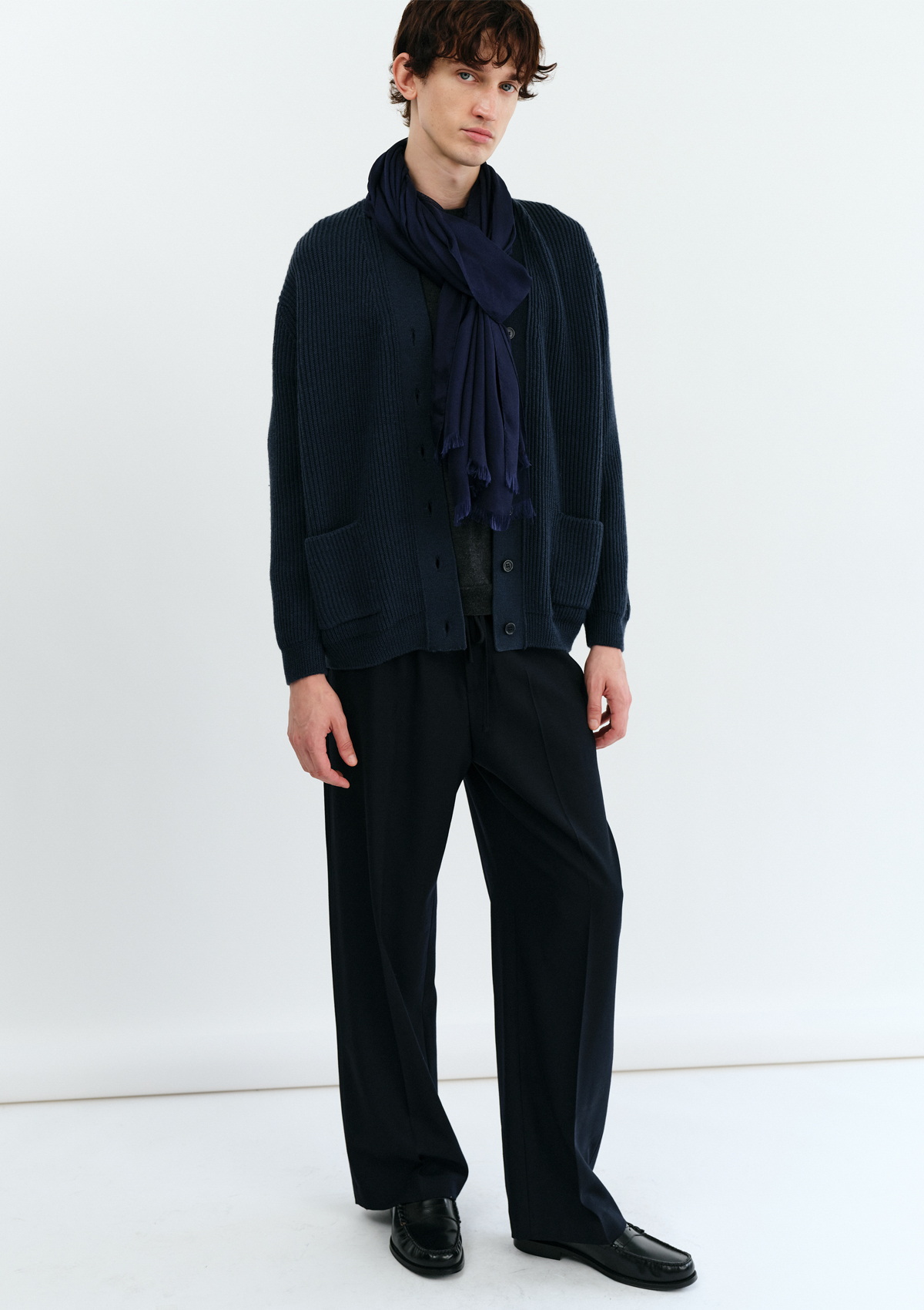 Pauline Ribbed Cardigan in Navy 사진 3/4