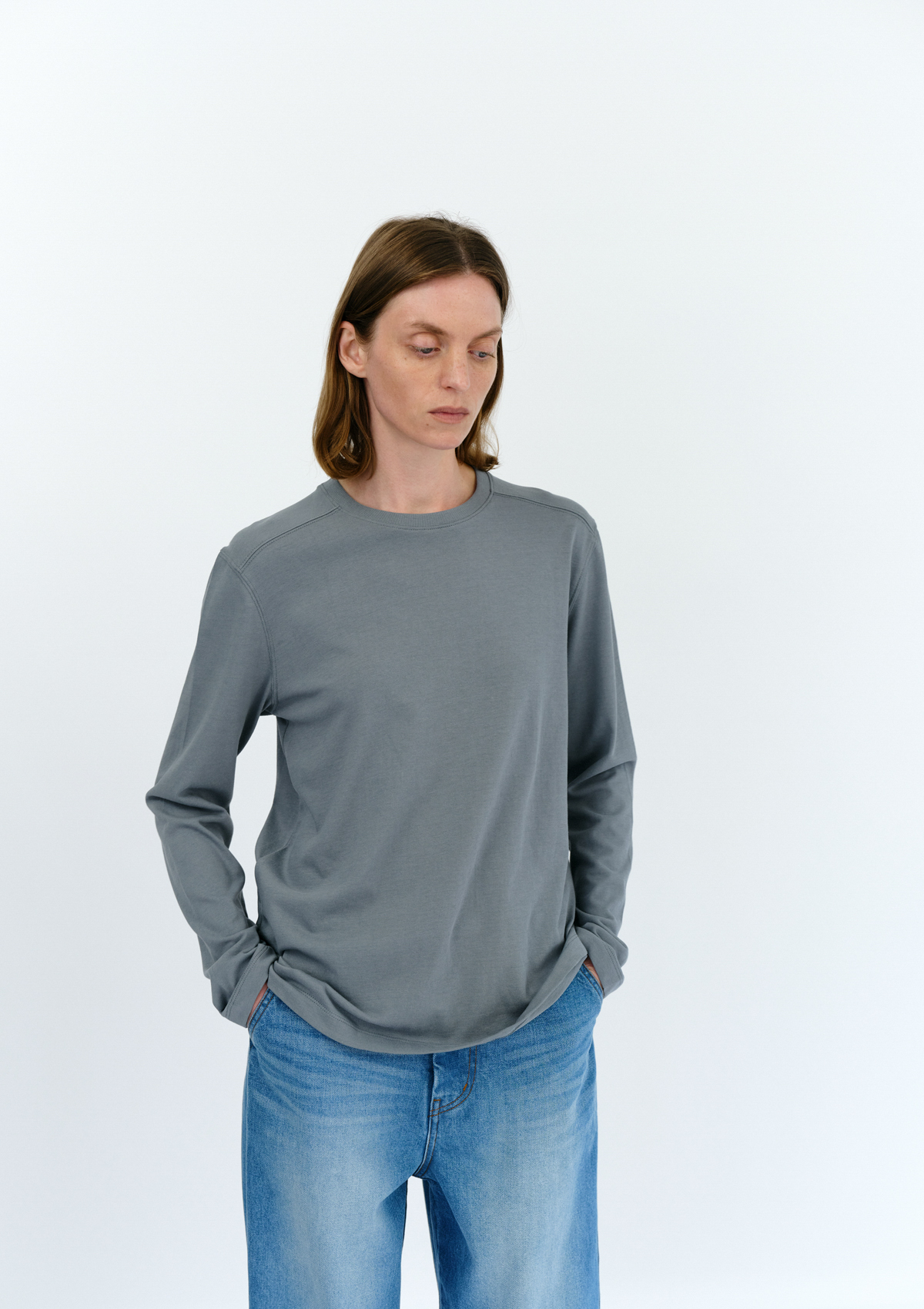 Nico R-Neck T-shirt in Fog Blue 사진 3/4