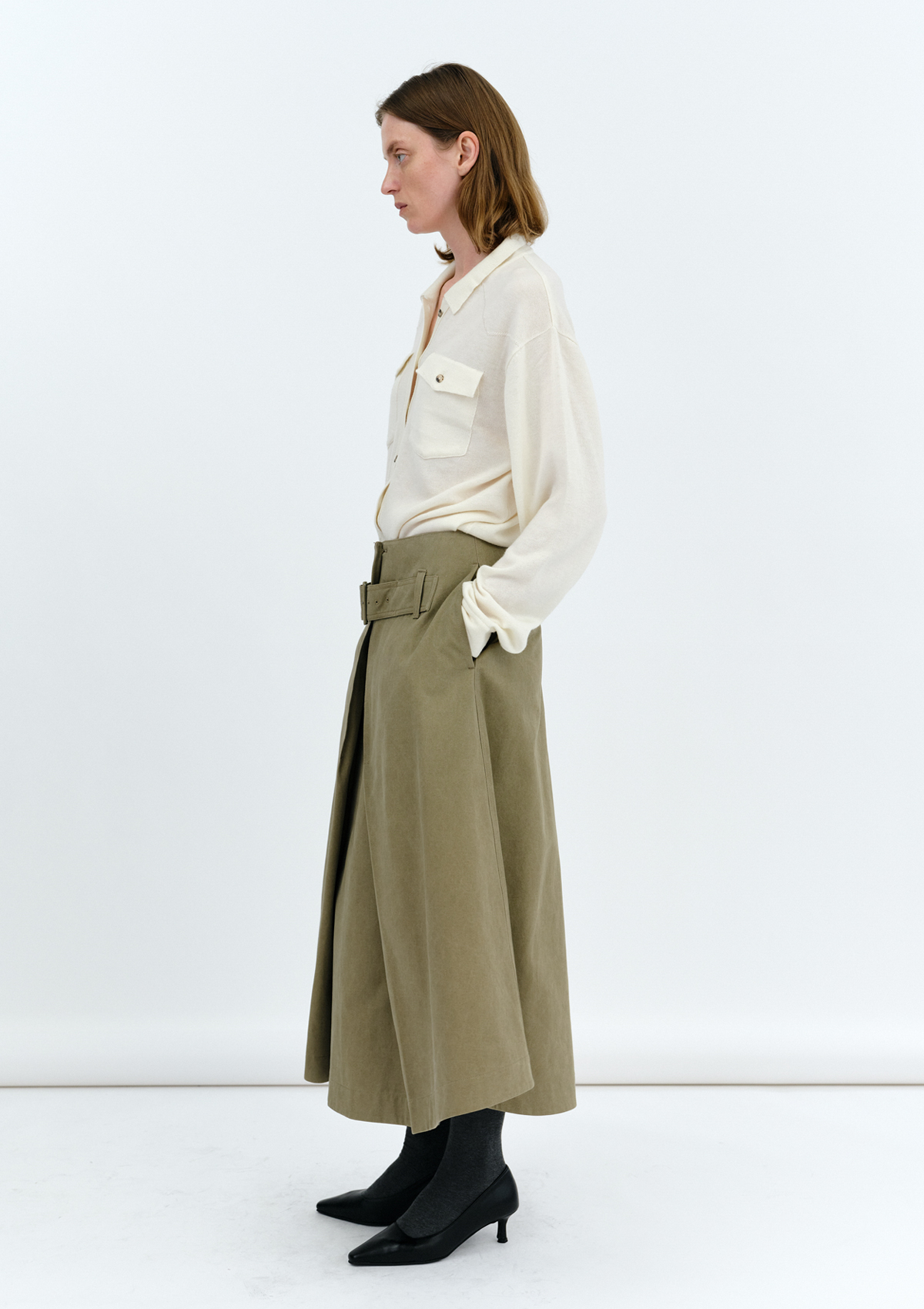 Harper Pocket Collar Knit in Ivory 사진 3/4