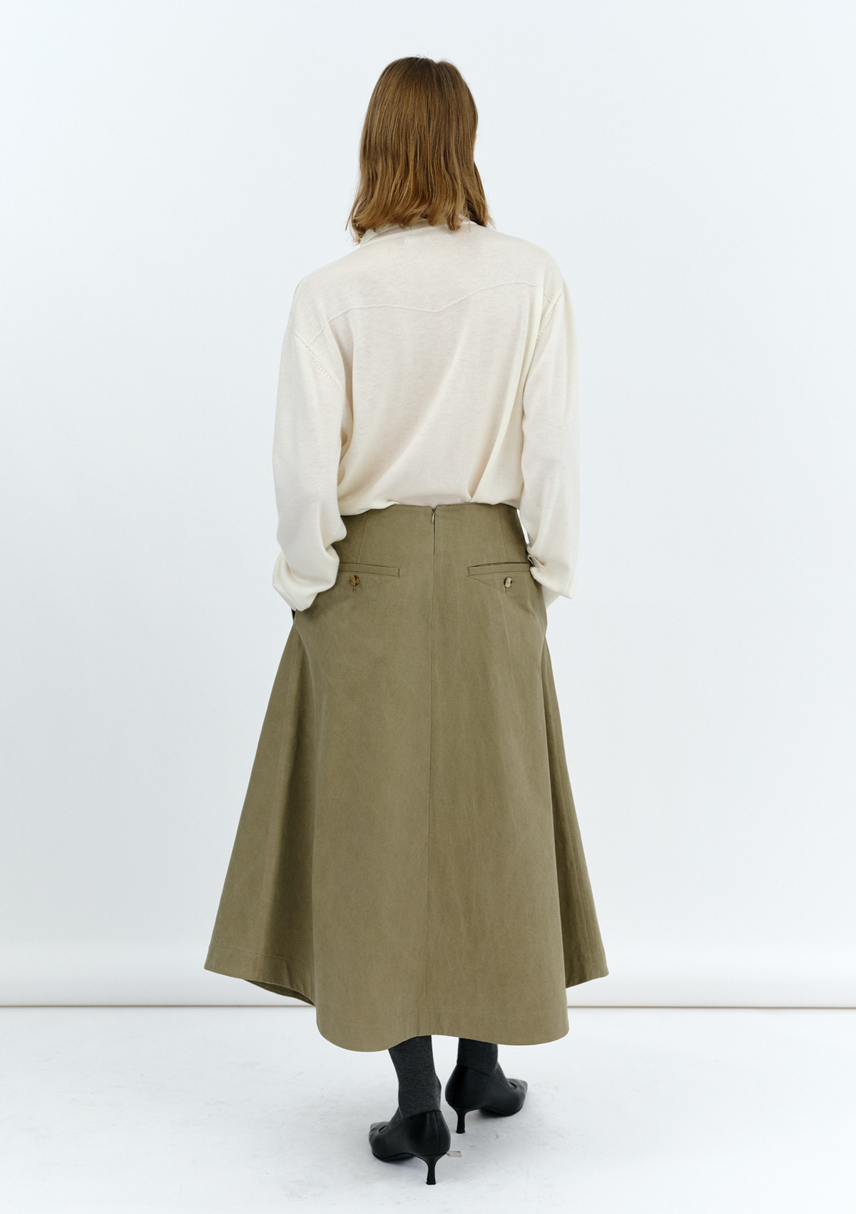 Harper Pocket Collar Knit in Ivory 사진 4/4