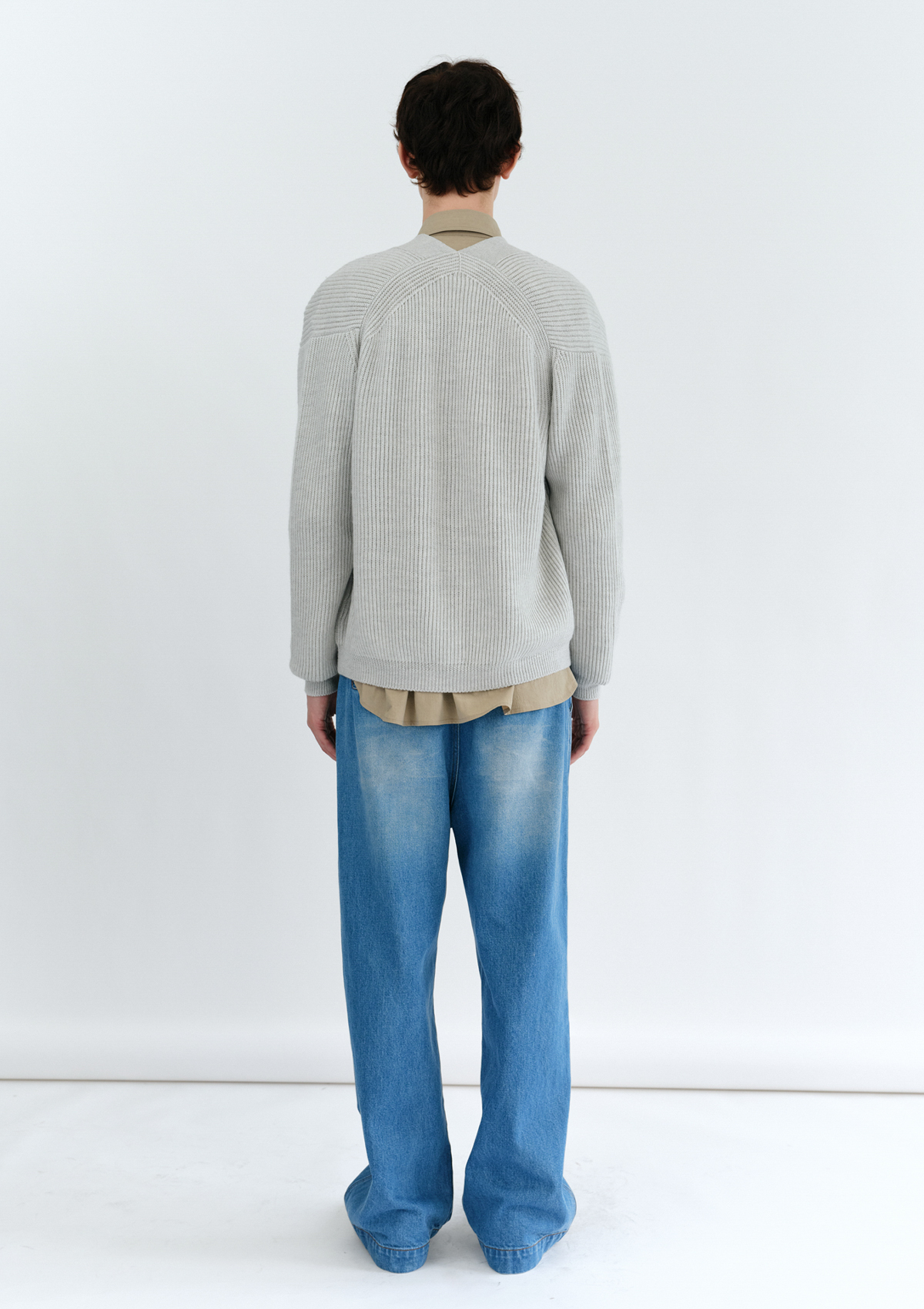 Pauline Ribbed Cardigan in Melange Gray 사진 3/4