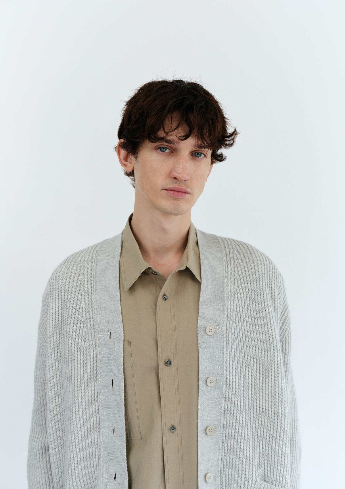 Pauline Ribbed Cardigan in Melange Gray 사진 2/4