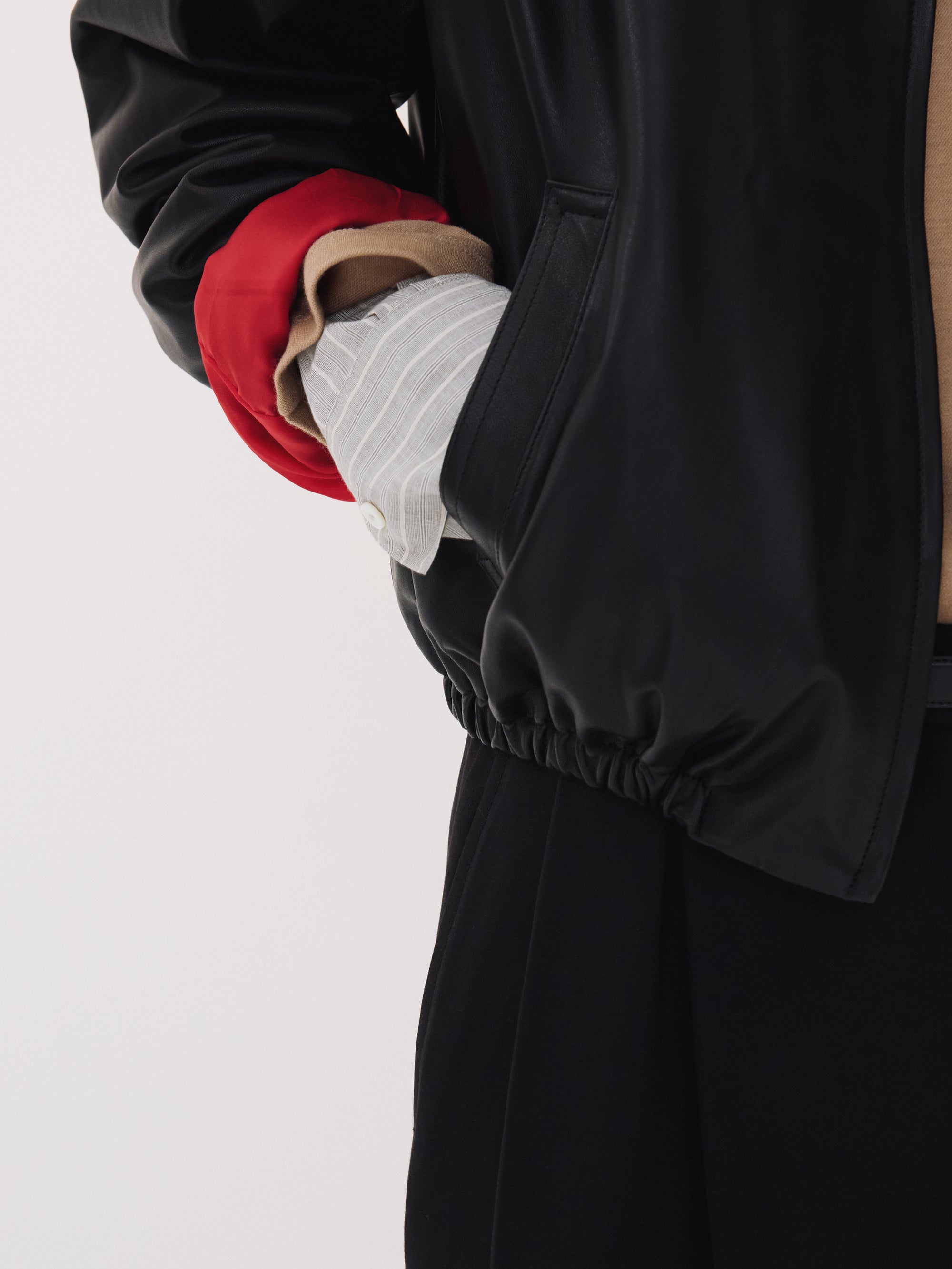 Signature Harrington Leather Jumper (Black) 사진 3/4