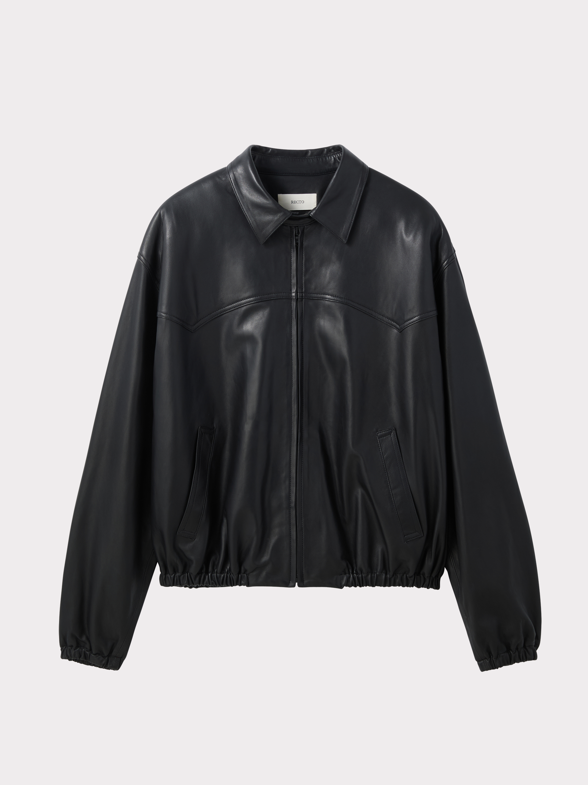 Signature Harrington Leather Jumper (Black) 사진 4/4