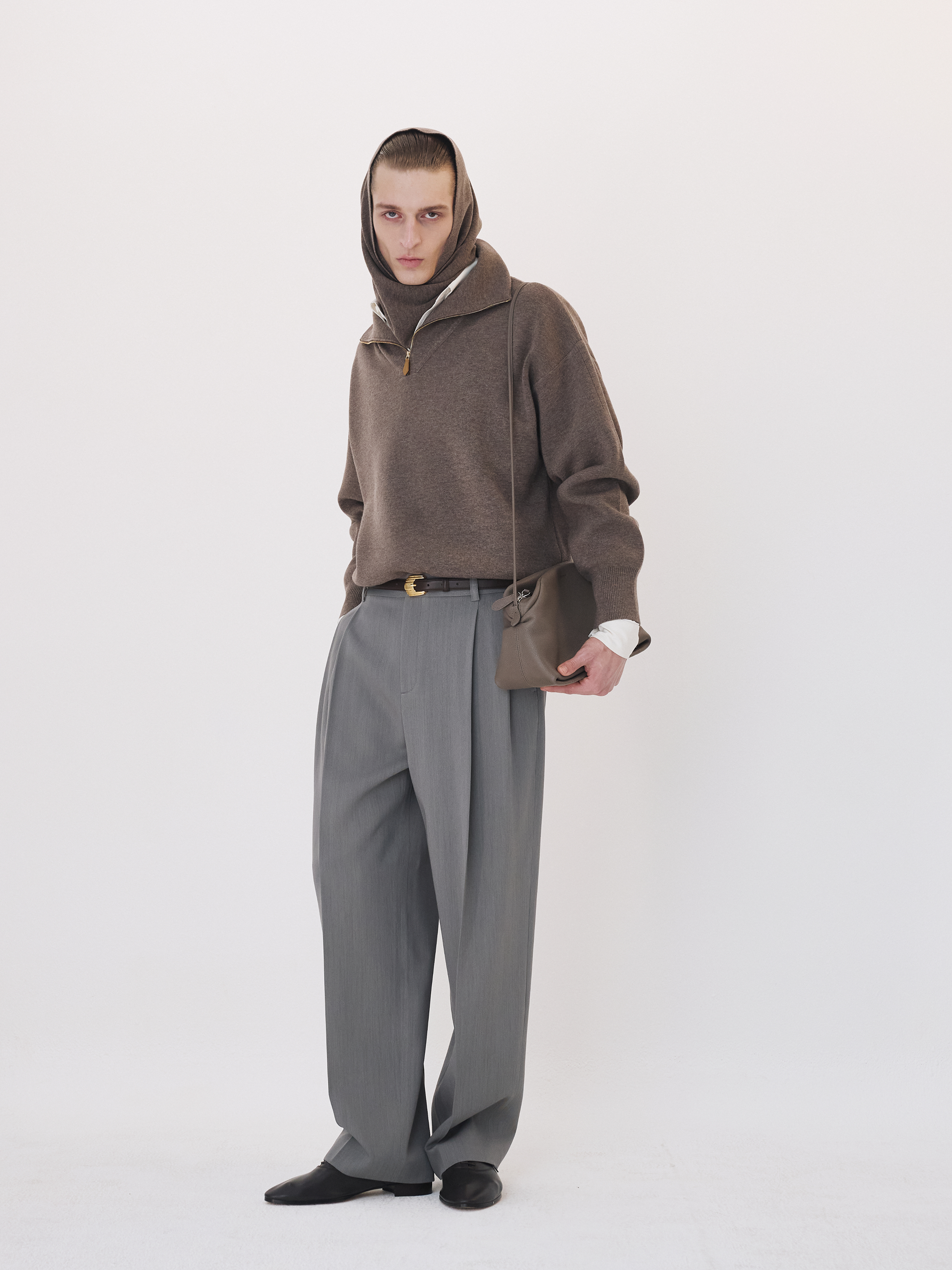 Half Zip Knit Jumper (Taupe Brown) 사진 2/4