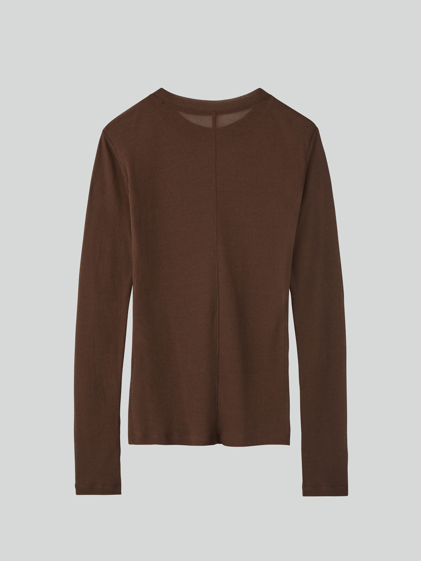 SHEER JERSEY LONG SLEEVE TOP (RED BROWN)