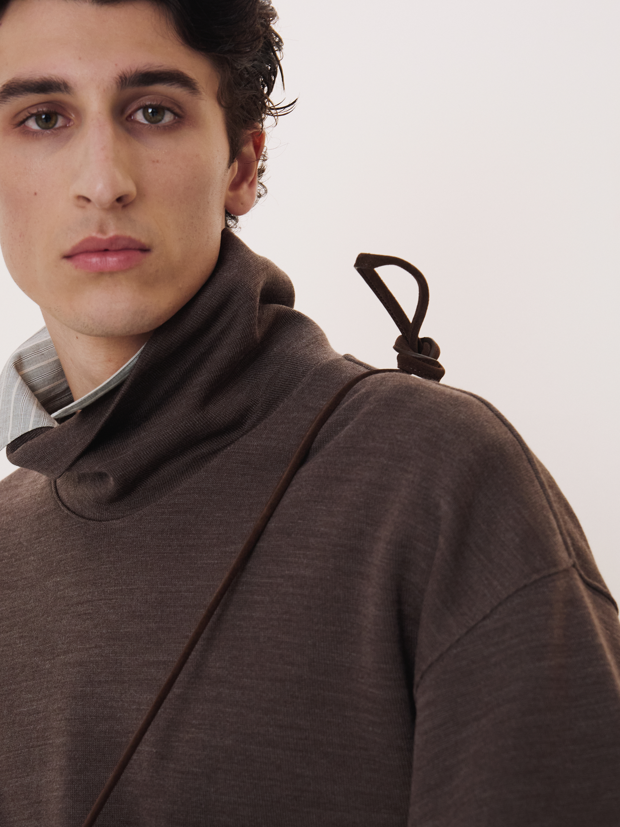 High Neck Wool Jersey Top (Taupe Brown) 사진 2/4