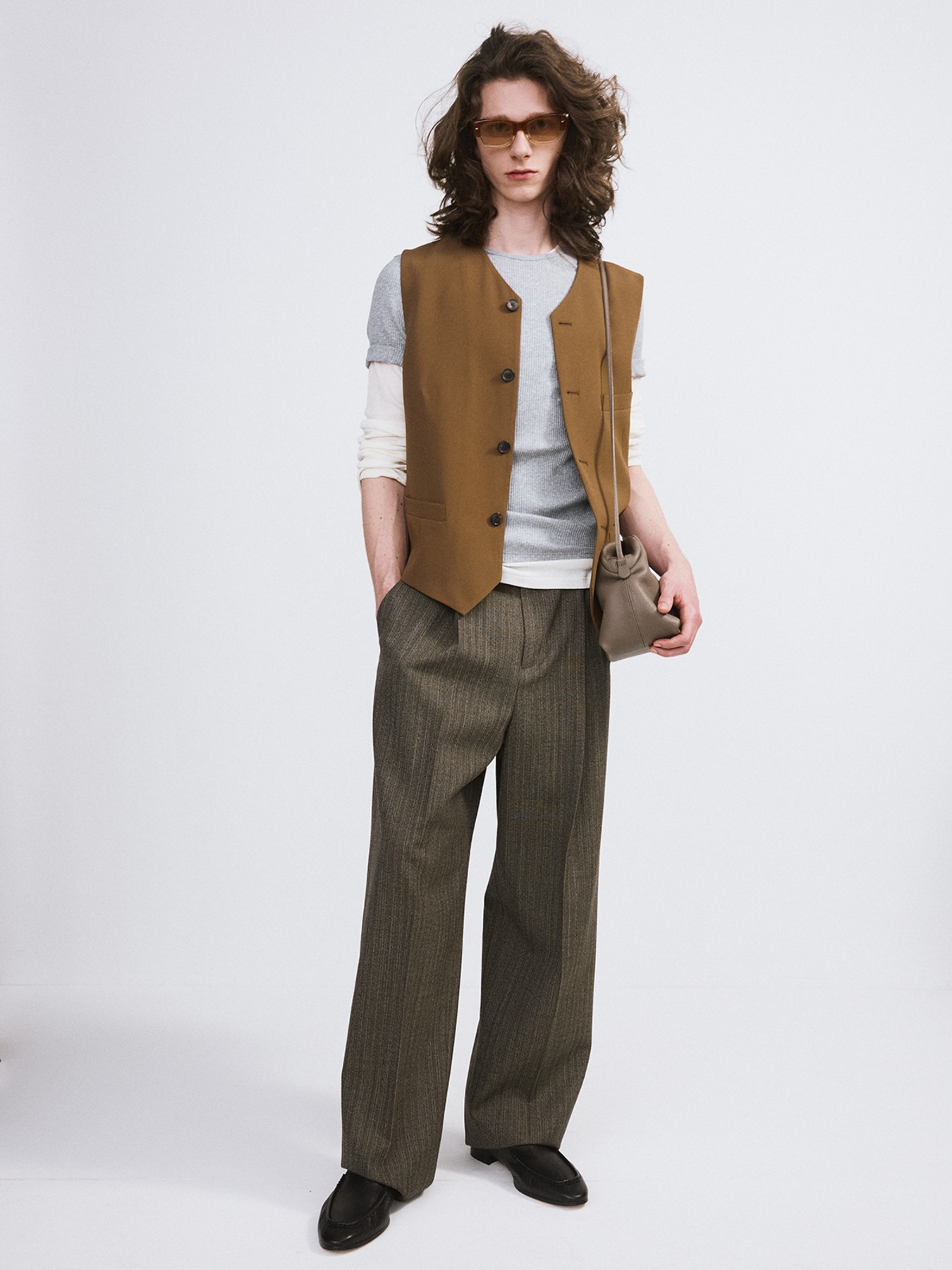 STRAP DETAIL SUIT VEST (OCHRE)