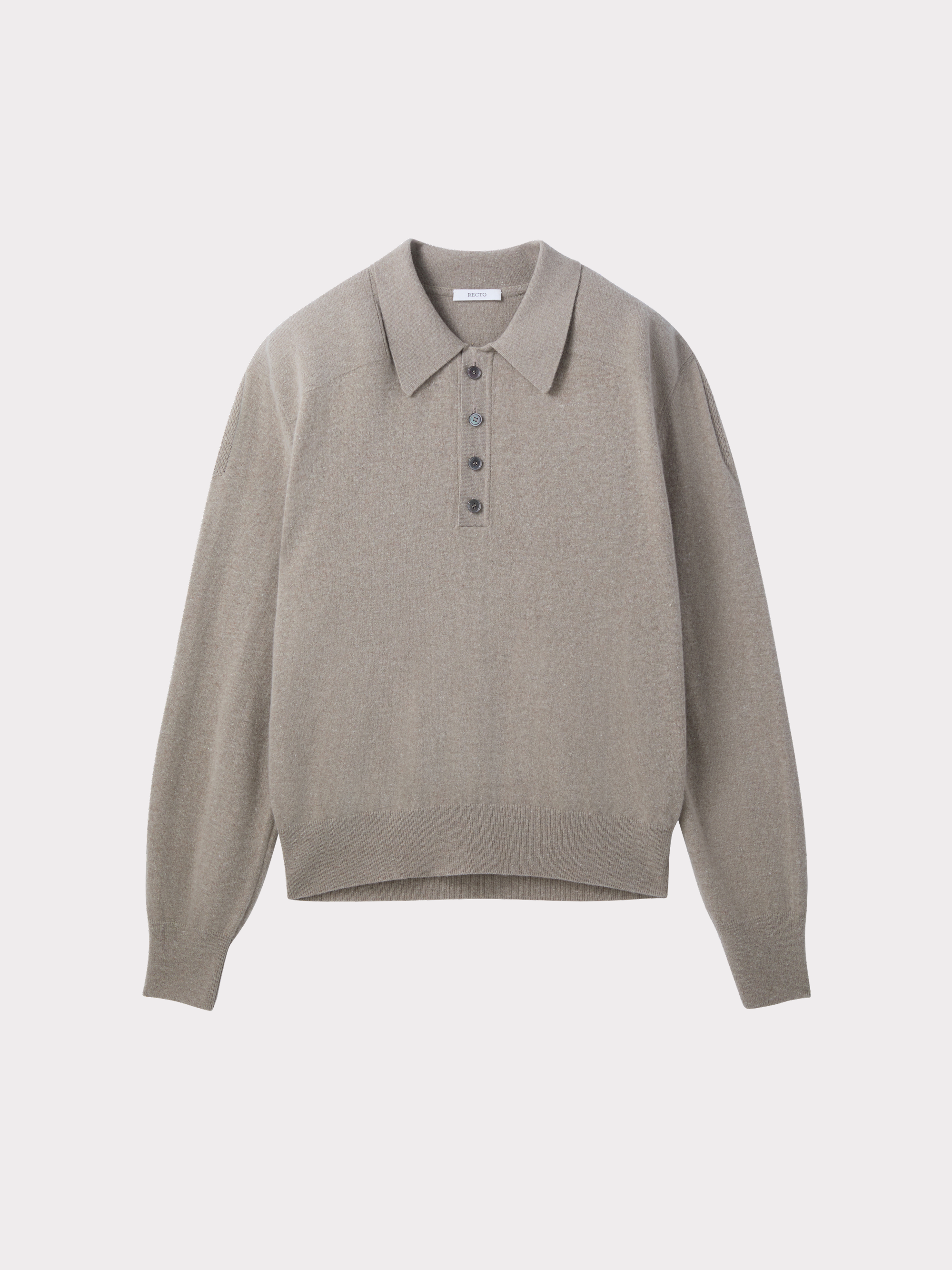 Double Shoulder Polo Knit Top (Greyish Khaki) 사진 4/4