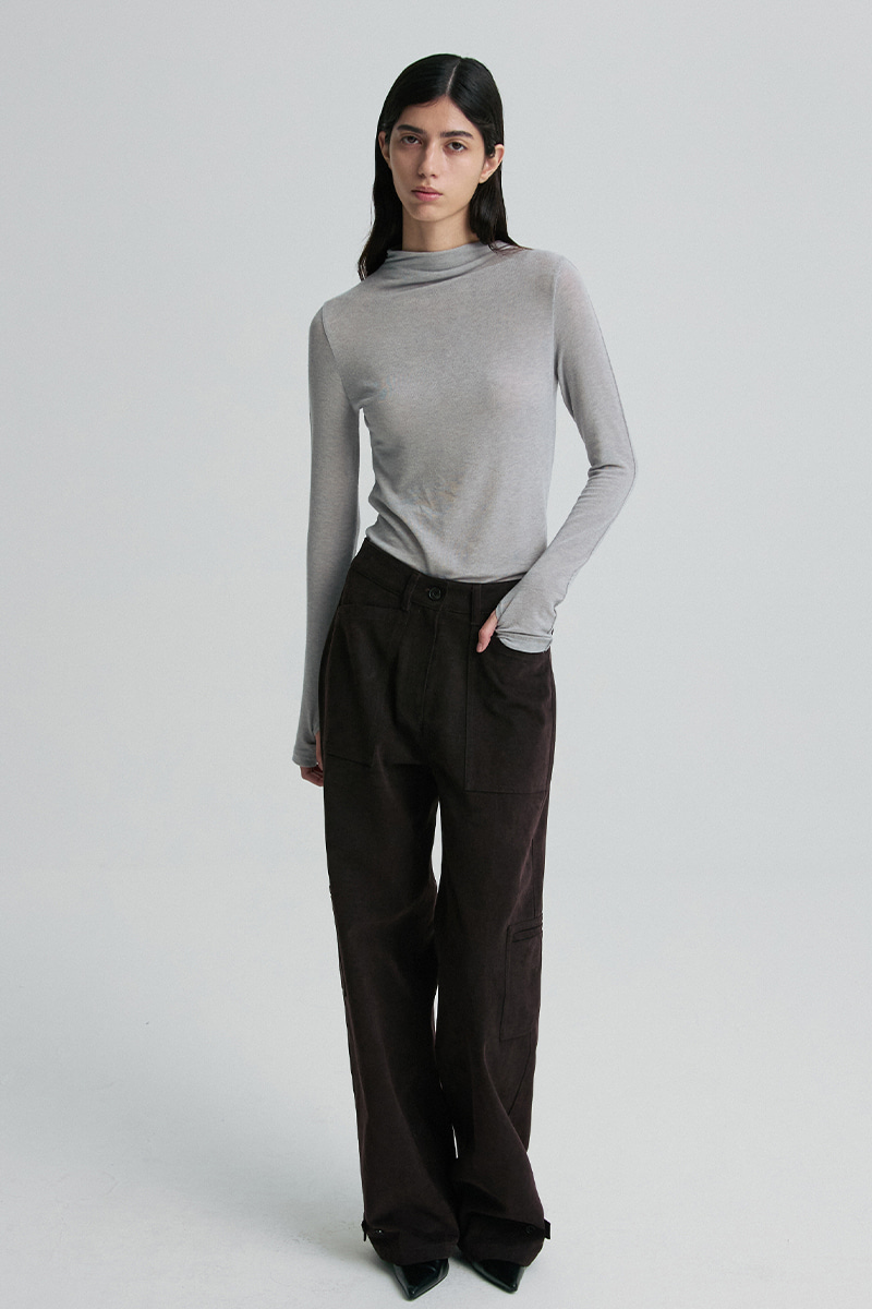 ADJUSTABLE-HEM CARPENTER TROUSERS BRICK BROWN 사진 2/4