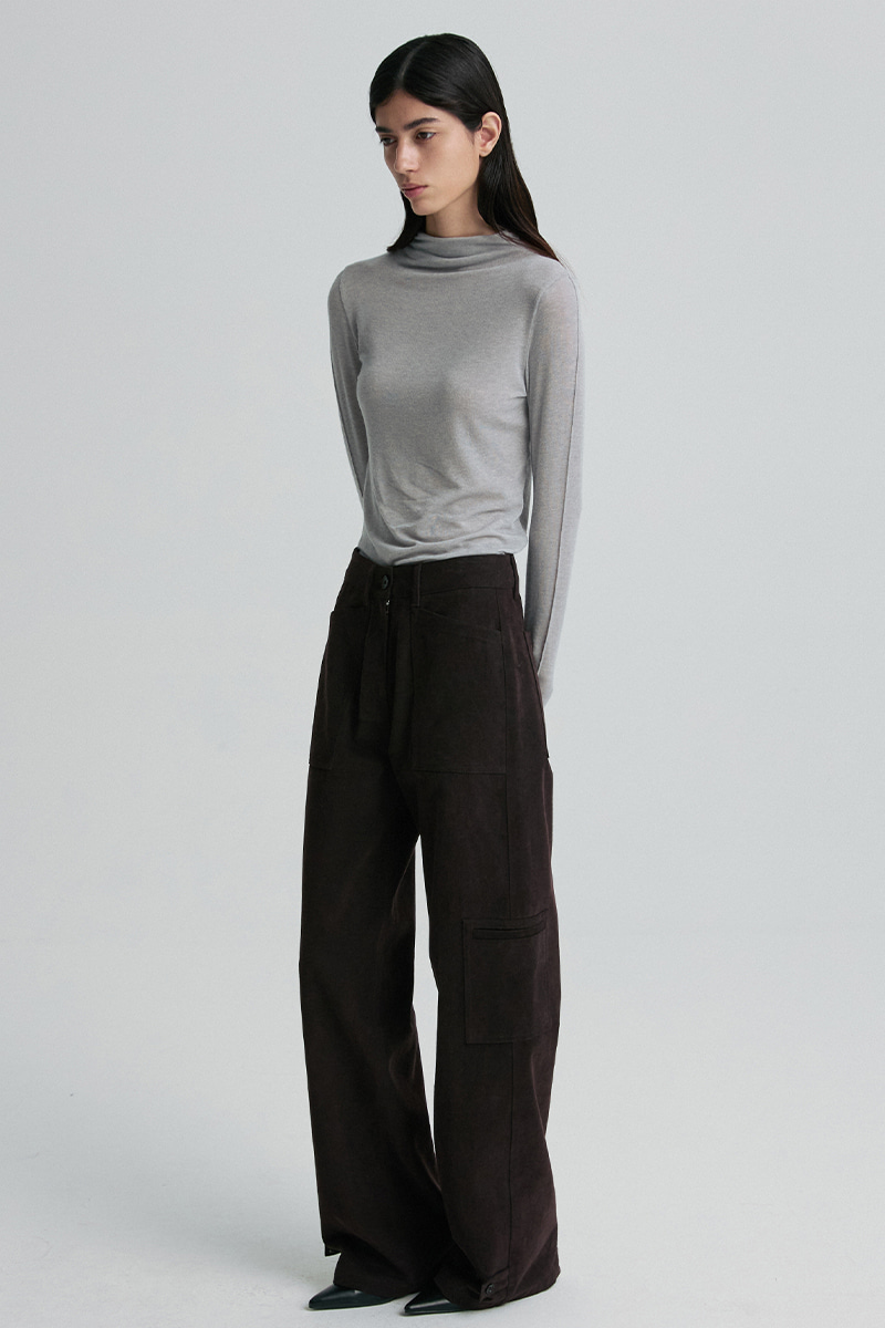 ADJUSTABLE-HEM CARPENTER TROUSERS BRICK BROWN 사진 4/4