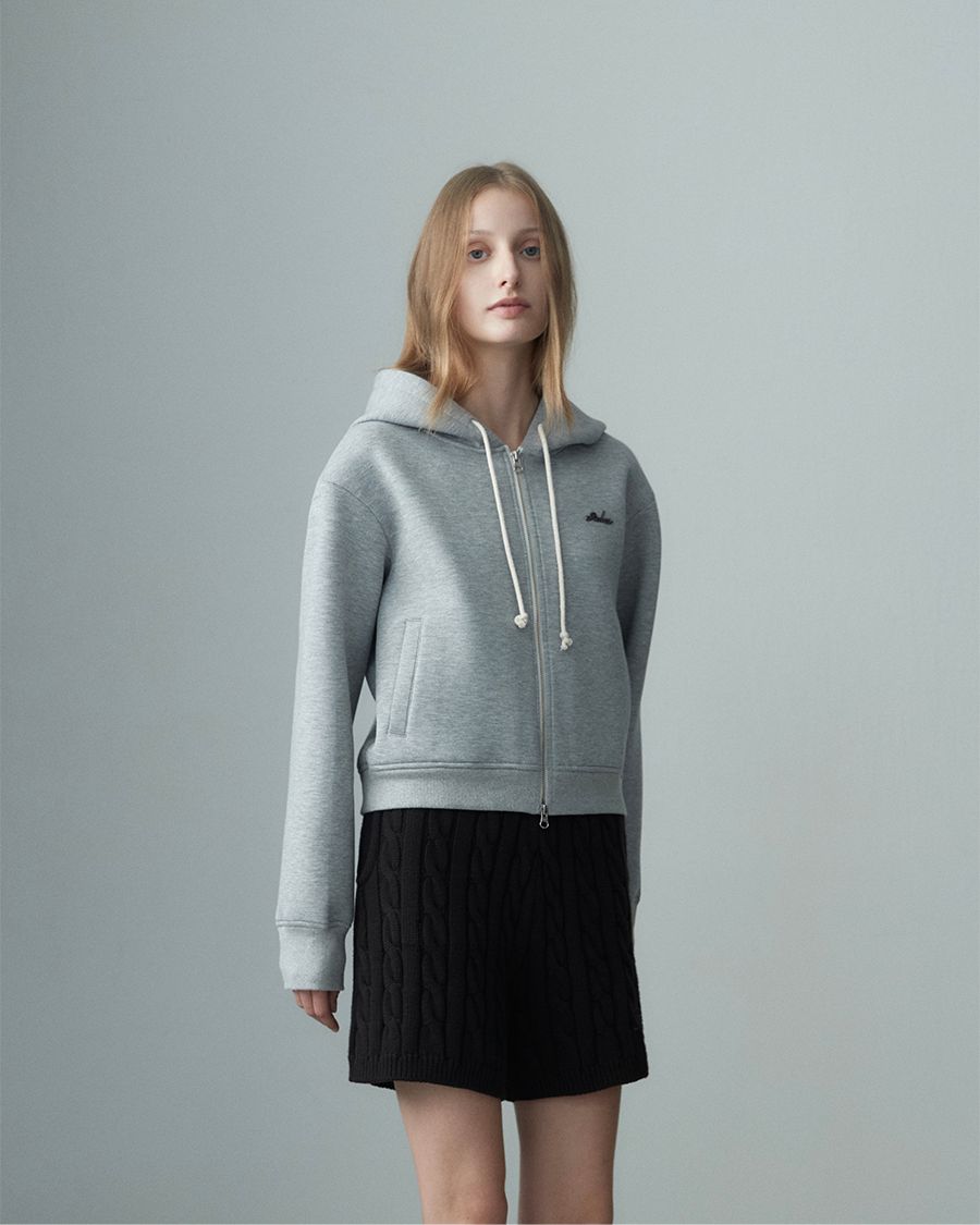 BASIC LOGO ZIP UP HOODIE MELANGE GRAY 사진 4/4