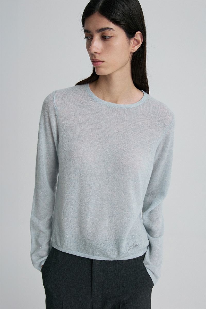 RELAXED CREW-NECK LONG-SLEEVE TOP CLOUD 사진 2/4
