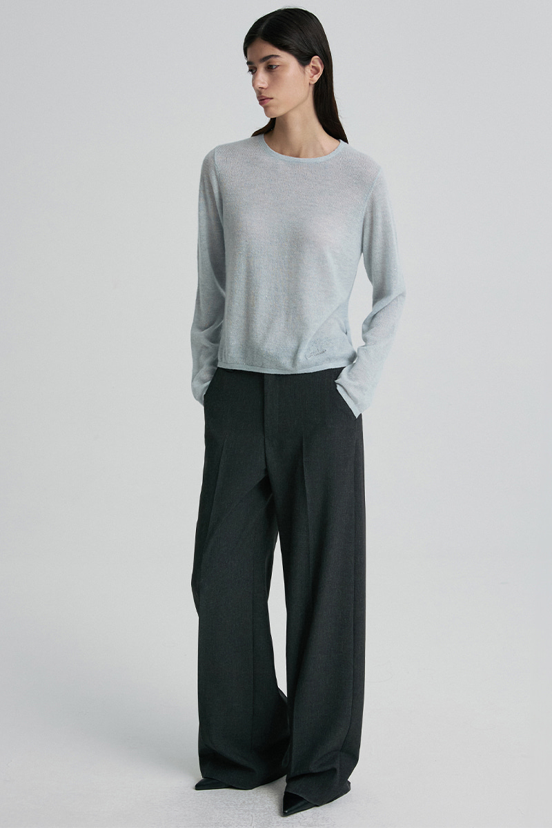 RELAXED CREW-NECK LONG-SLEEVE TOP CLOUD 사진 3/4