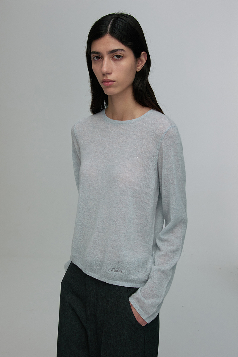 RELAXED CREW-NECK LONG-SLEEVE TOP CLOUD 사진 4/4