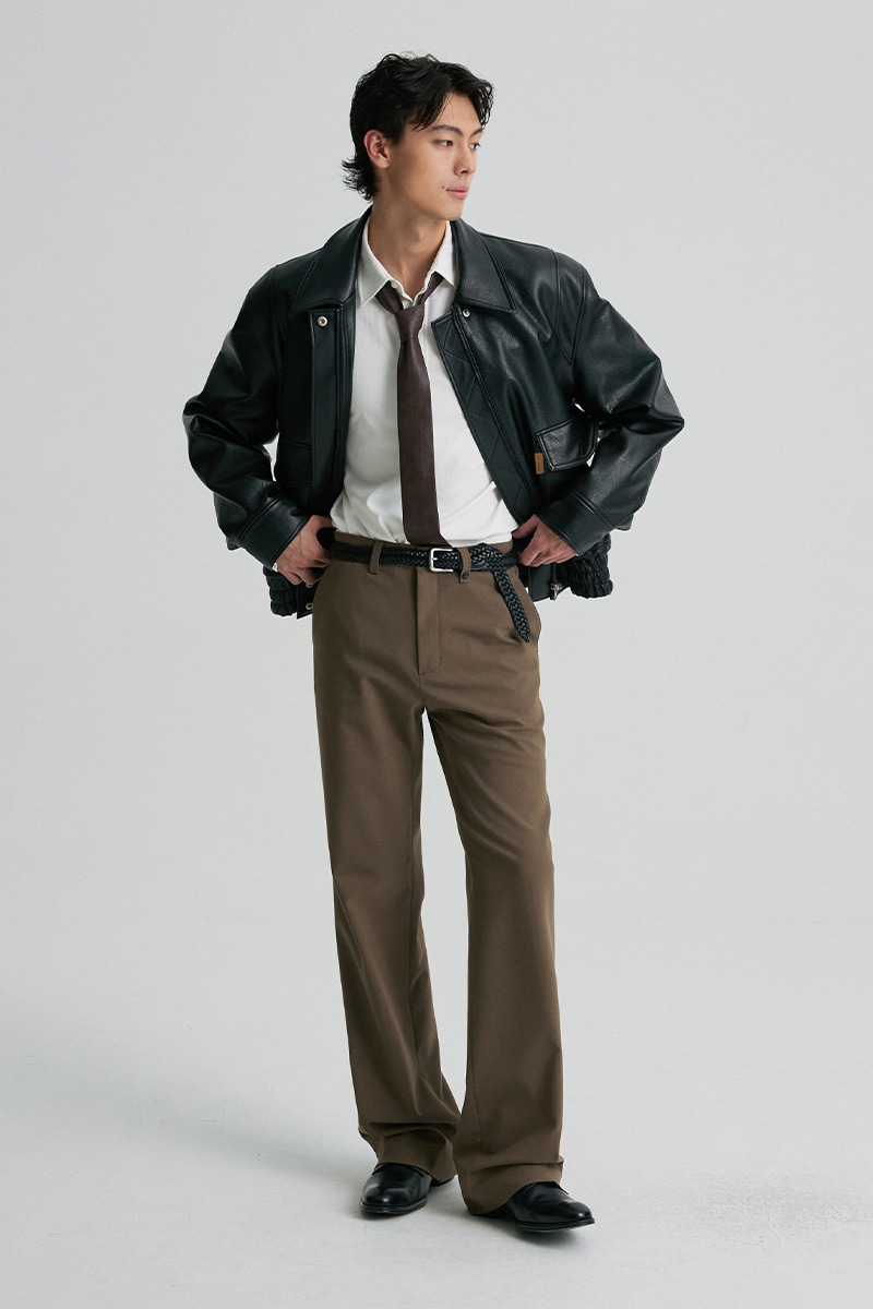 FAUX LEATHER BLOUSON JACKET BLACK 사진 4/4