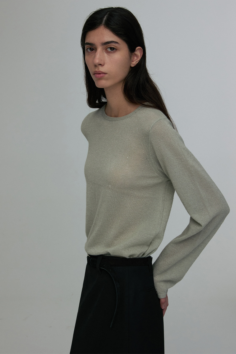 RELAXED CREW-NECK LONG-SLEEVE TOP AVOCADO 사진 4/4