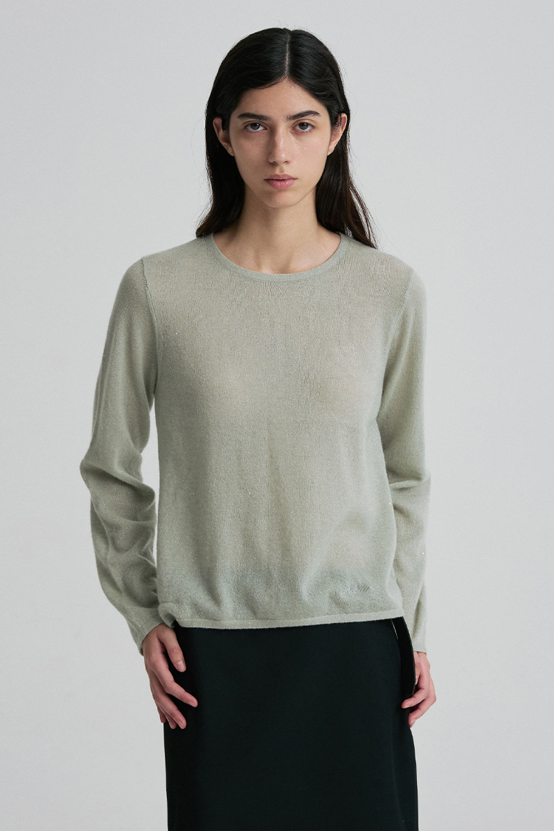 RELAXED CREW-NECK LONG-SLEEVE TOP AVOCADO 사진 3/4