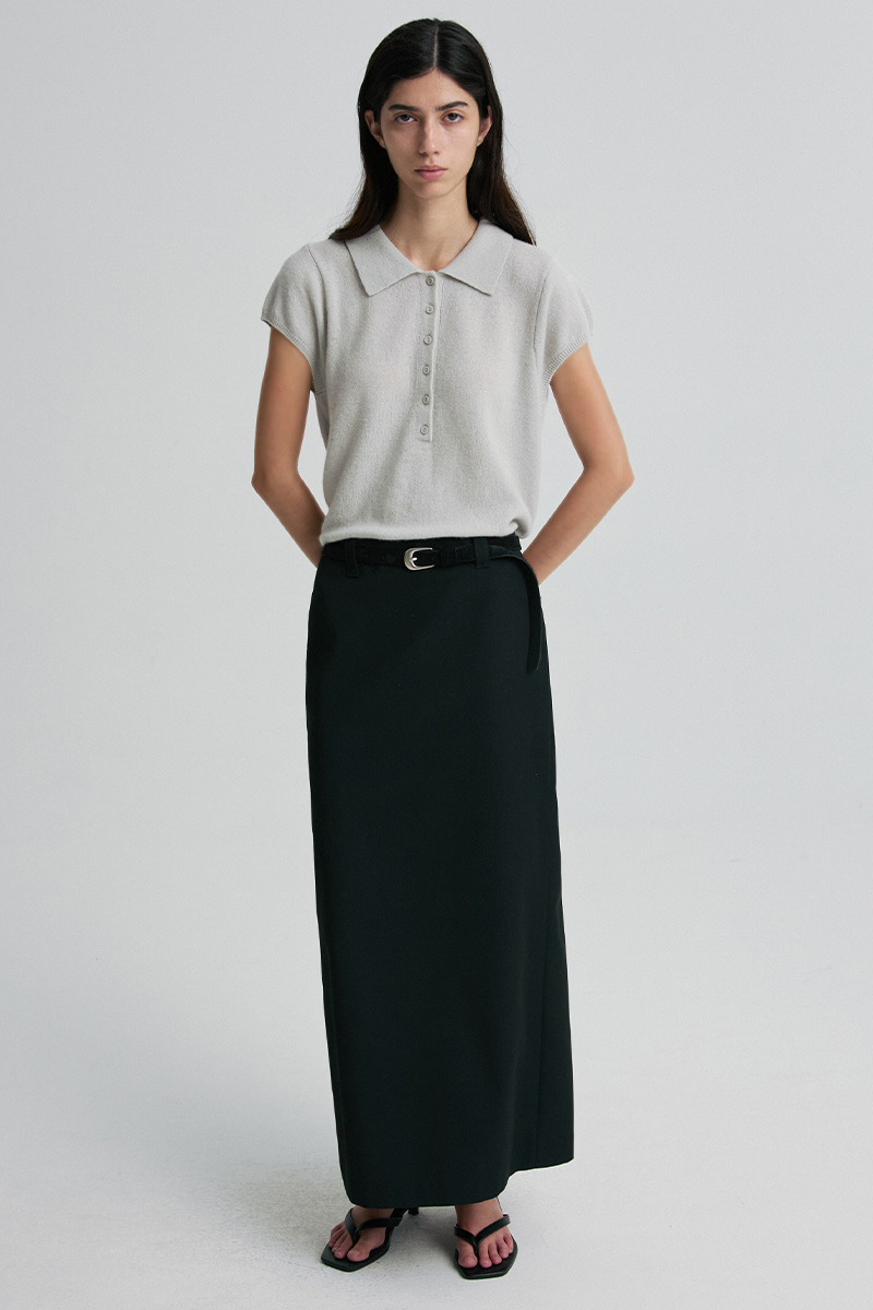 COLLARED CAP-SLEEVE KNIT TOP CLOUD 写真 3/4