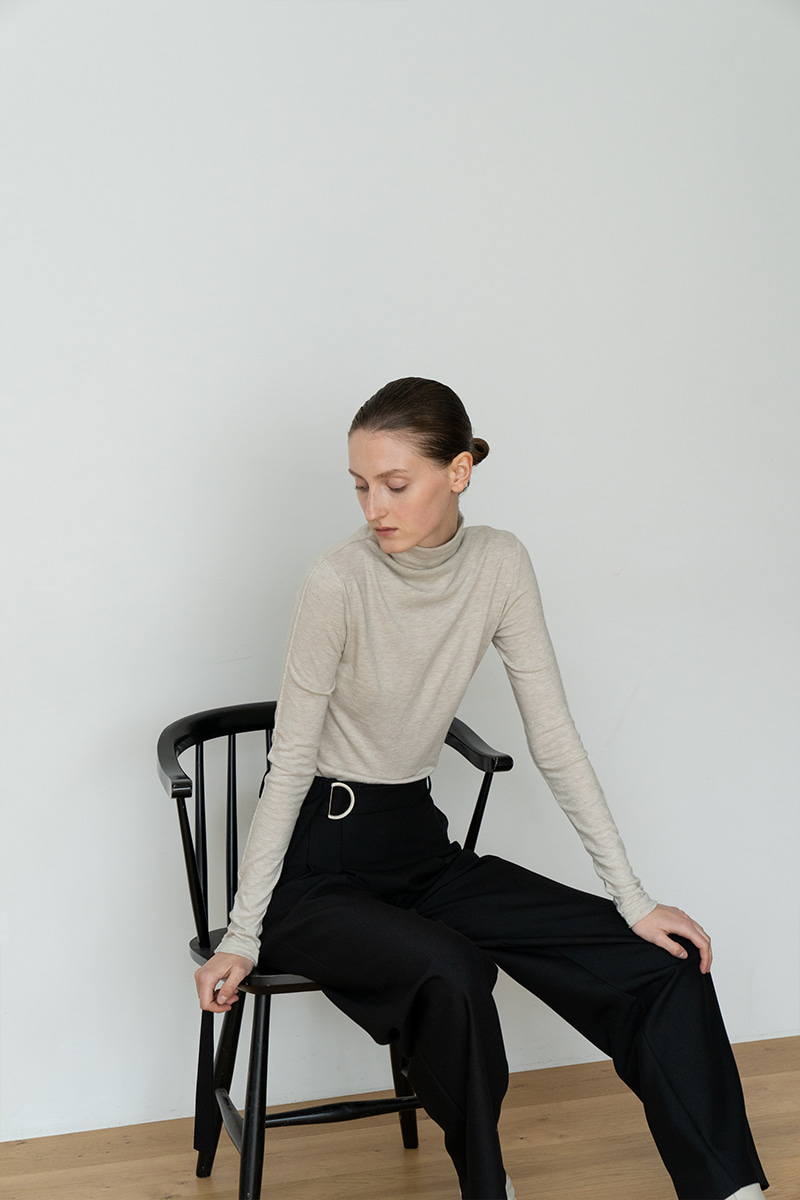 STRAIGHT WIDE LEG SLACKS TROUSERS BK