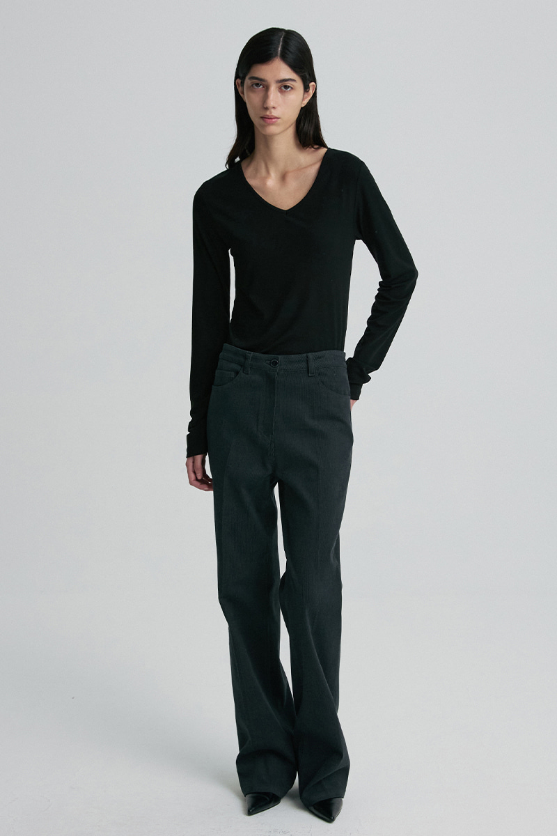 CORDUROY BOOTCUT TROUSERS MIDNIGHT NAVY 사진 1/4