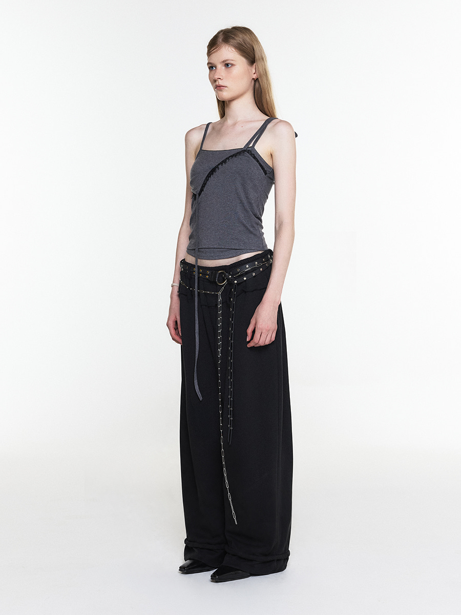LACE LAYERED HALTER NECK SLEEVELESS CHARCOAL 사진 2/4