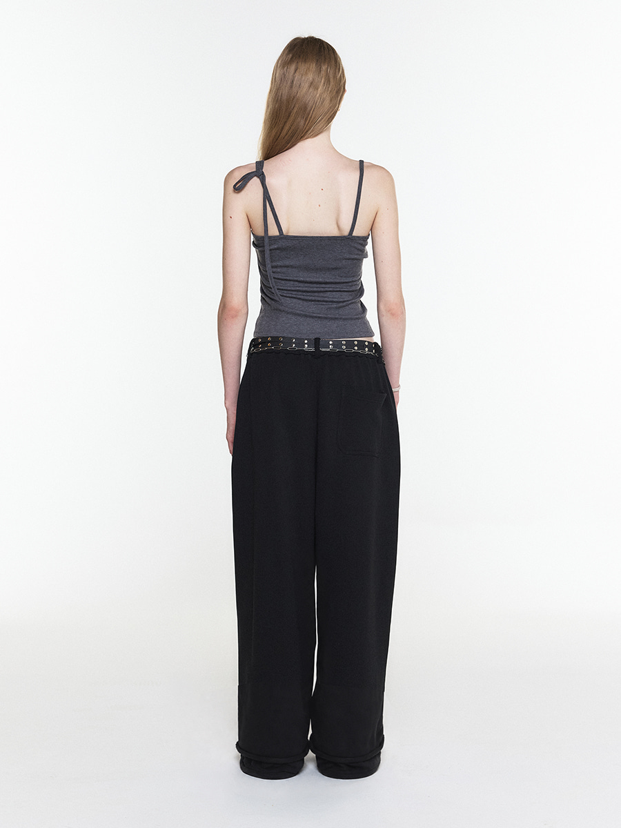 LACE LAYERED HALTER NECK SLEEVELESS CHARCOAL 사진 3/4