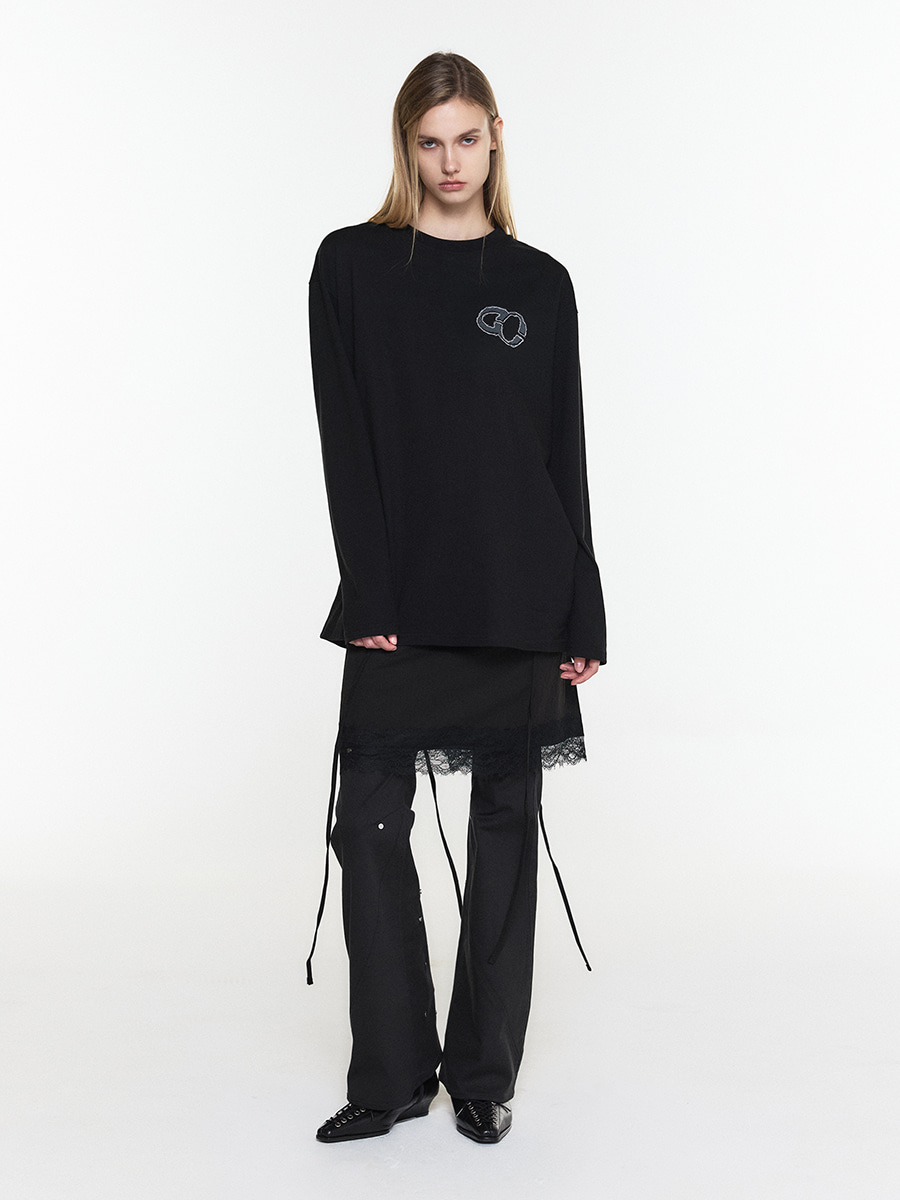 OVERSIZED LOGO TEE BLACK 사진 3/4