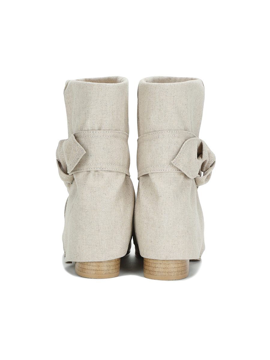 TIED-UP LINEN WRINKLE BOOTS