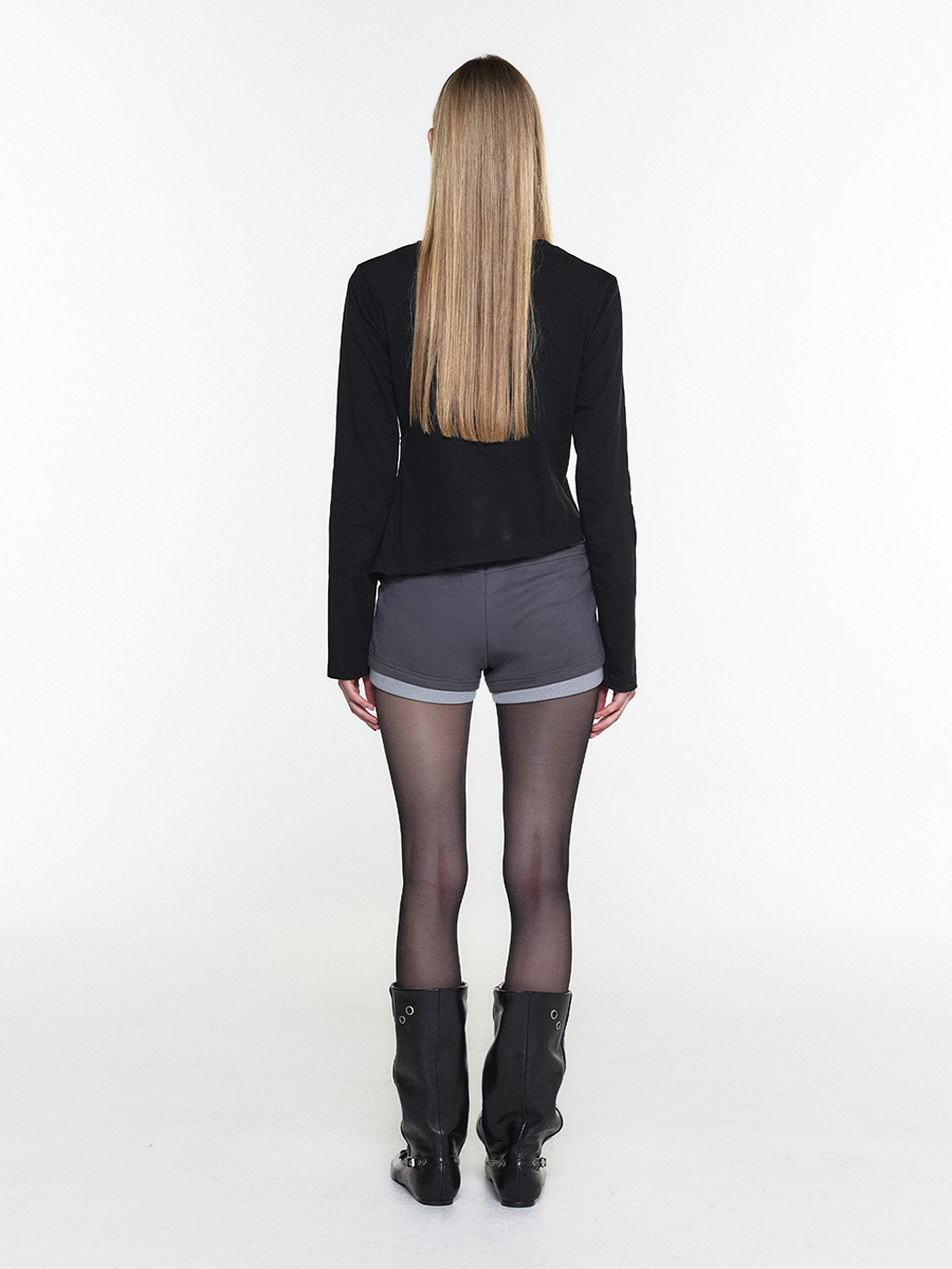 LOGO SHIRRING TEE BLACK 사진 2/4