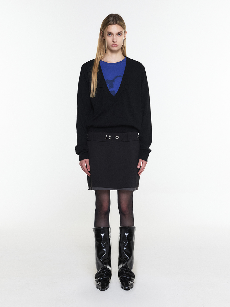 POINTED WRINKLE LEATHER LONG BOOTS BLACK 사진 1/4