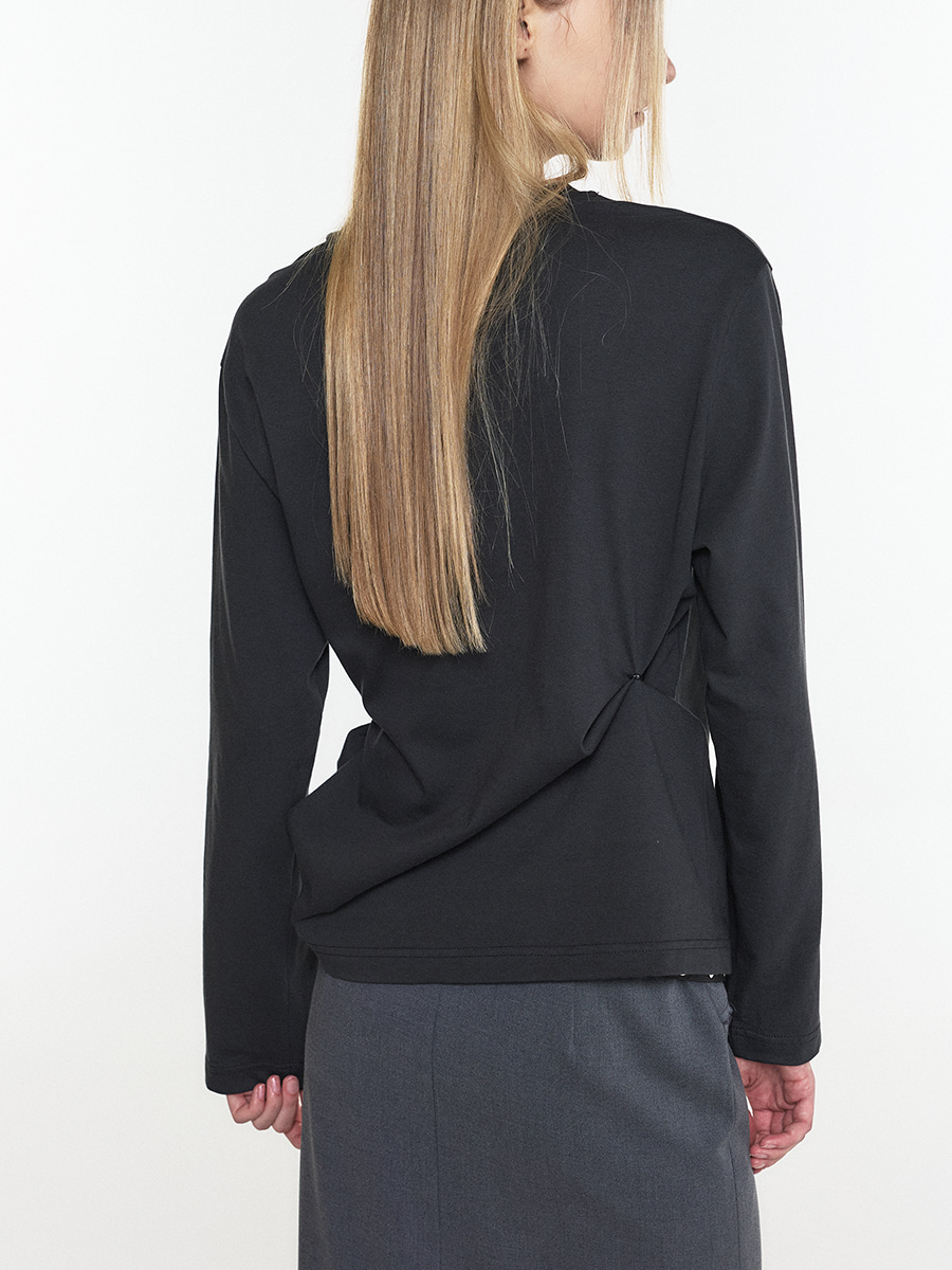 SNAP BUSTIER GRAPHIC TEE CHARCOAL 사진 3/4