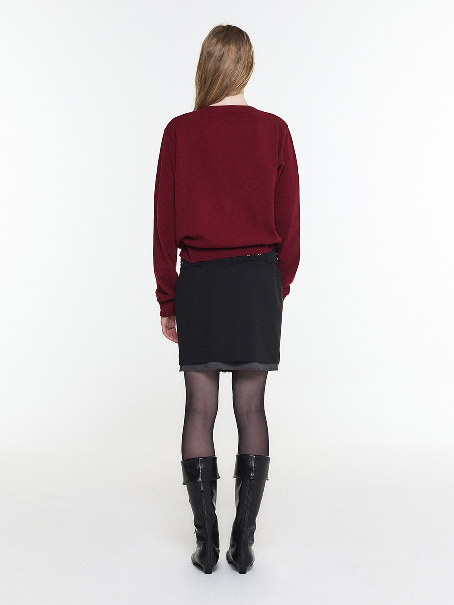 EYELET BELTED MINI SKIRT BLACK 사진 3/4