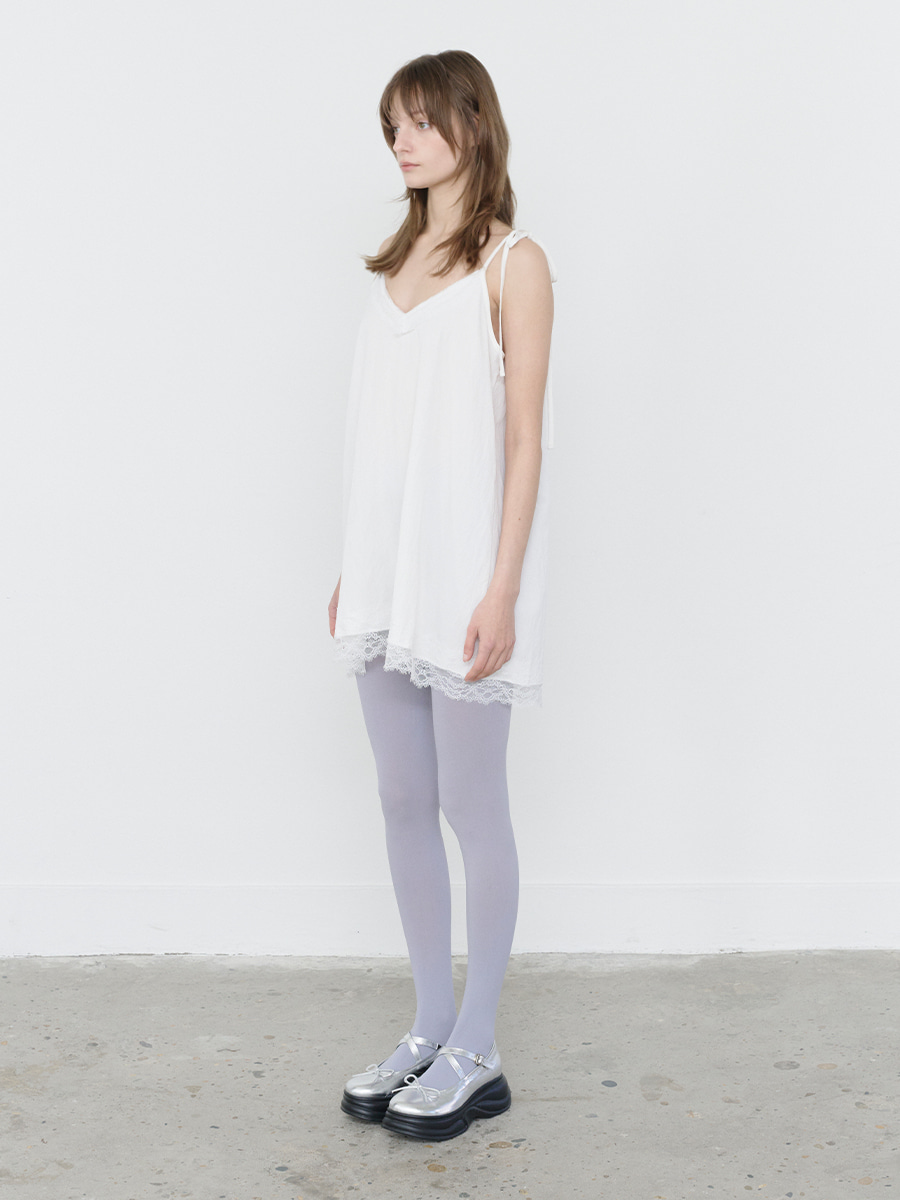 LACE STRING SLIP DRESS WHITE 사진 2/4