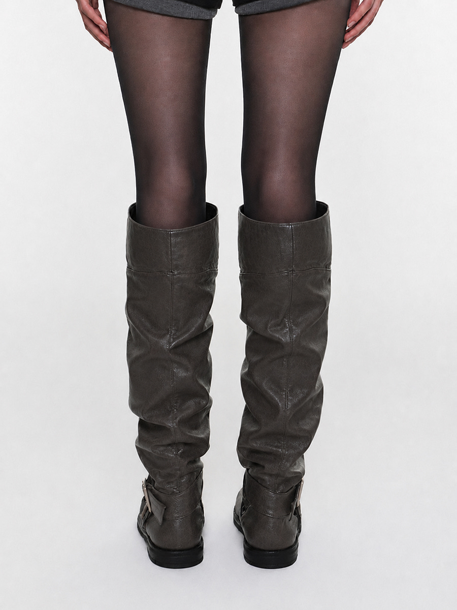JENNY BELT LONG BOOTS CHARCOAL 사진 4/4