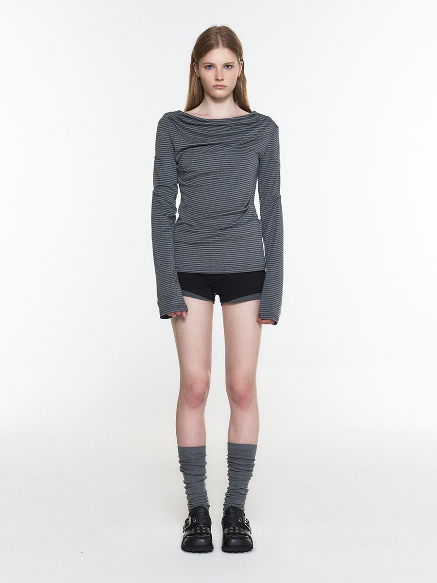 DRAPE REVERSIBLE SLEEVES CHARCOAL STRIPE 사진 2/4