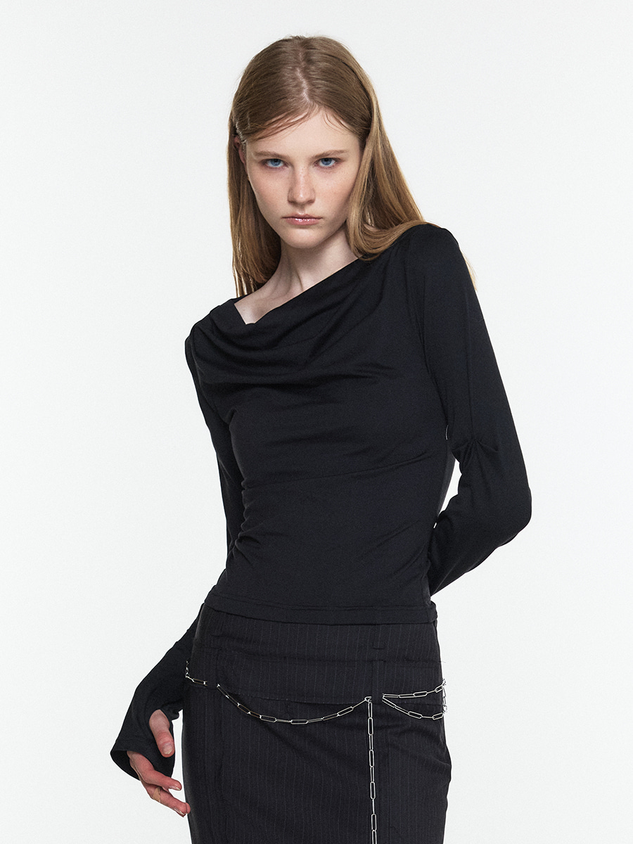 ASYMMETRIC DART SLEEVES BLACK 사진 2/4