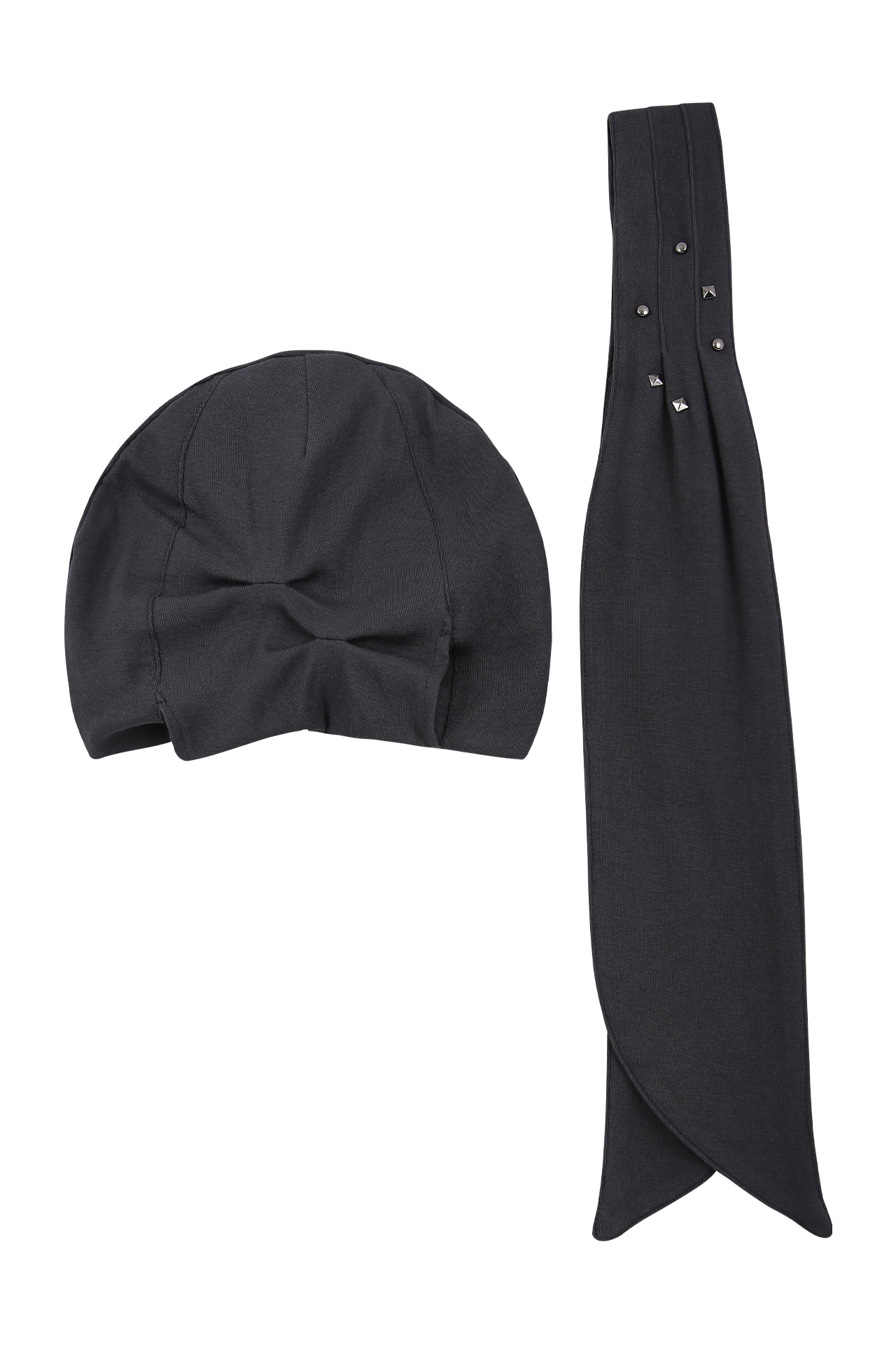 [×미세키서울] stud shirring band beanie (charcoal)