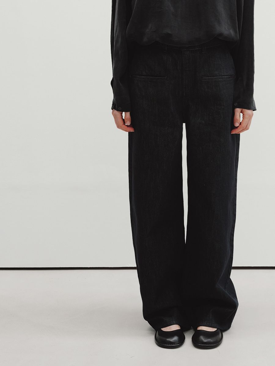 Indigo blue raw pocket denim pants