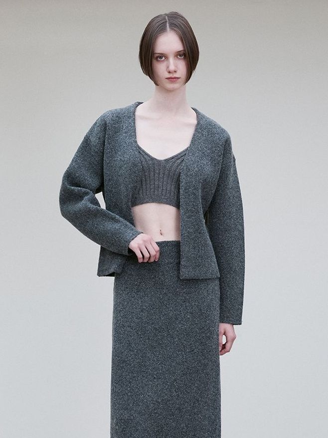 Gray knit cotton cardigan