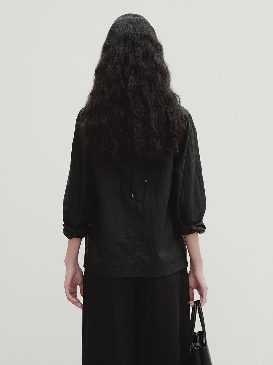 Black drawstring blouse